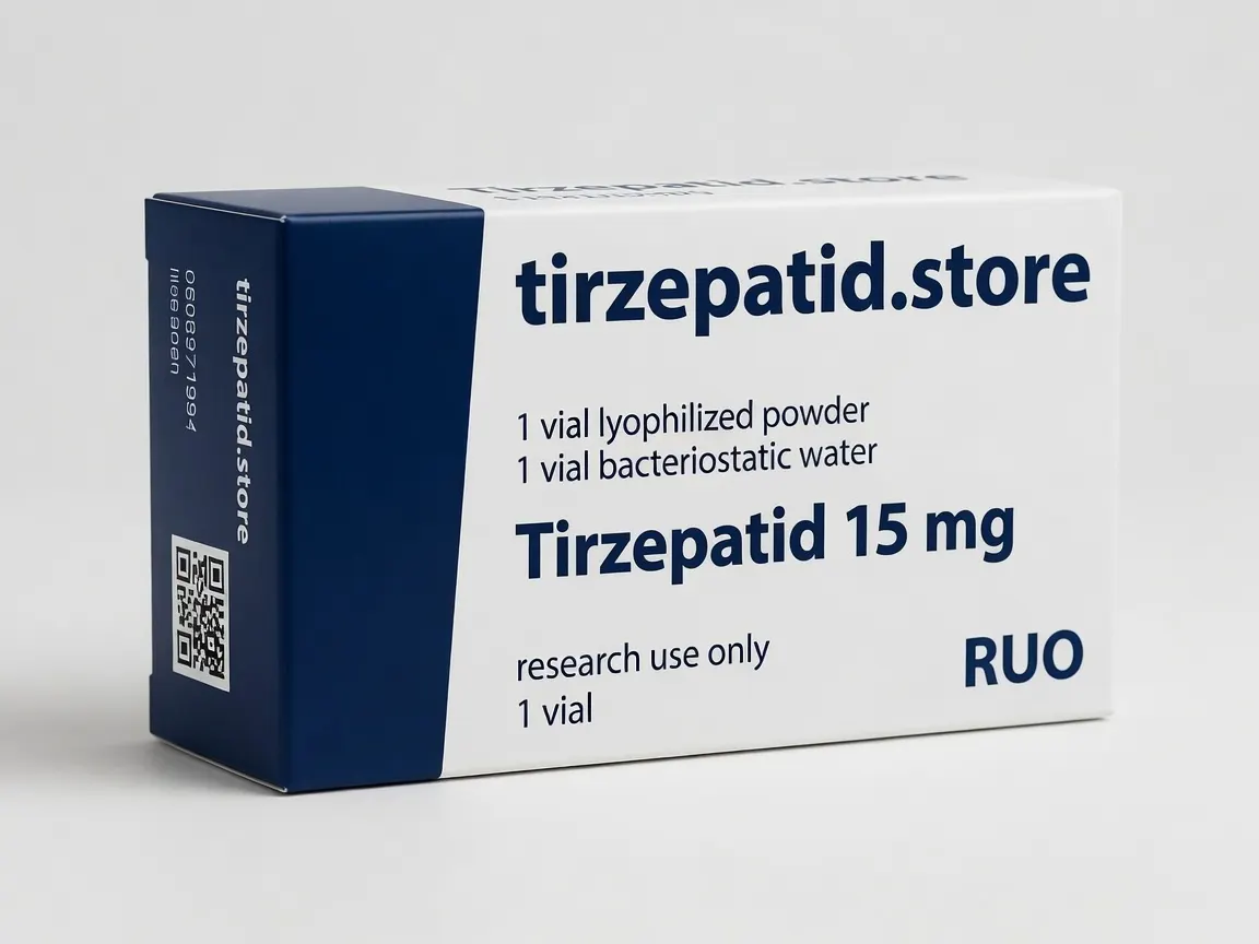 GLP-1+GIP 15 mg Flasche Lyophilisat RUO - Produktfoto tirzepatid.store